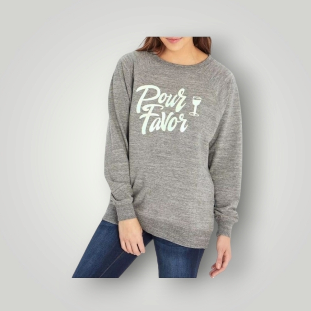 Wildfox "Pour Favor" Statement wine Sweatshirt oversized tunic small